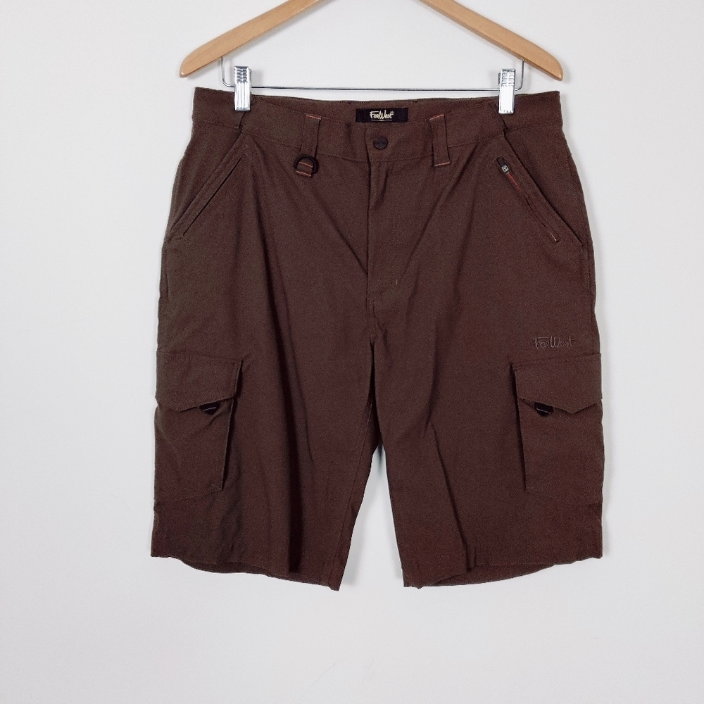 Farwest Men's Cargo Shorts in Brown Size 34 Gorpcore Athletic Sporty Athleisure